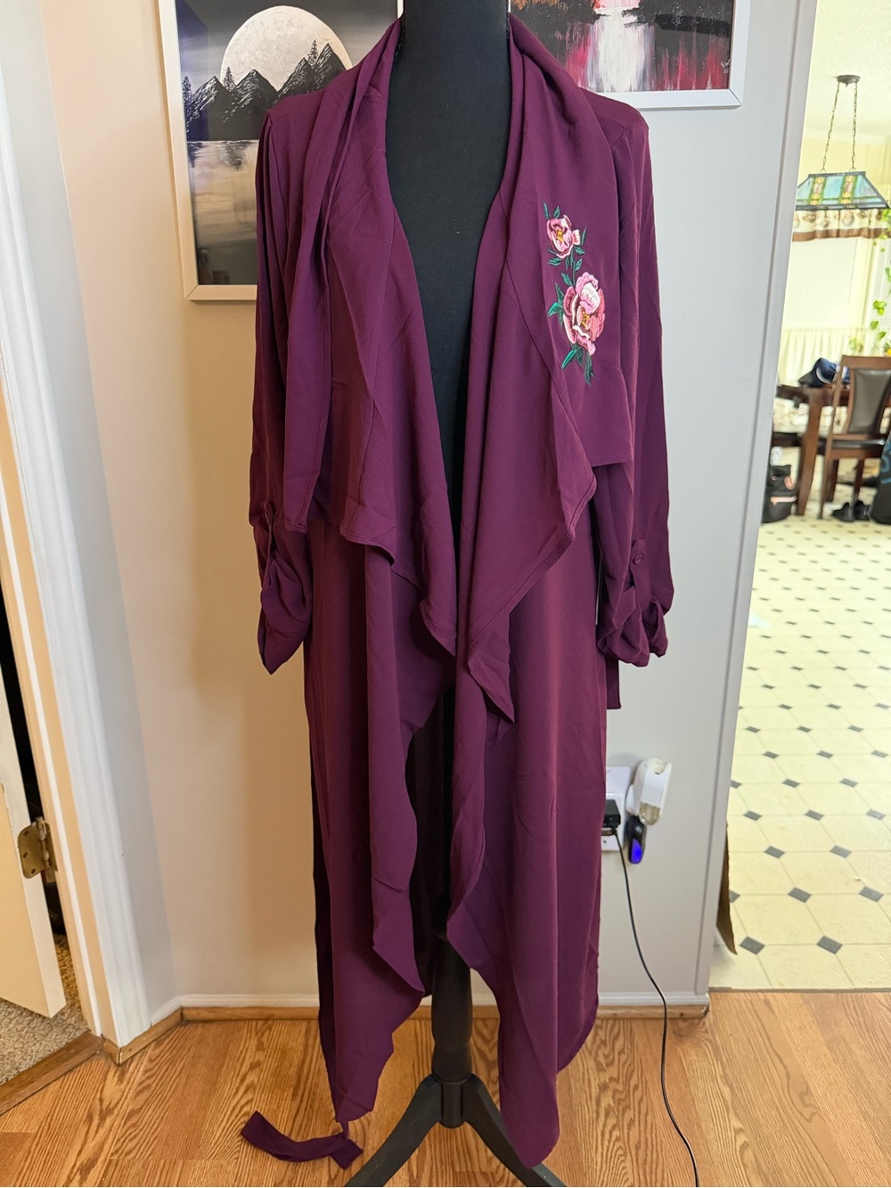 Iris Deep Plum Lightweight Open Cardigan Size 2XL
